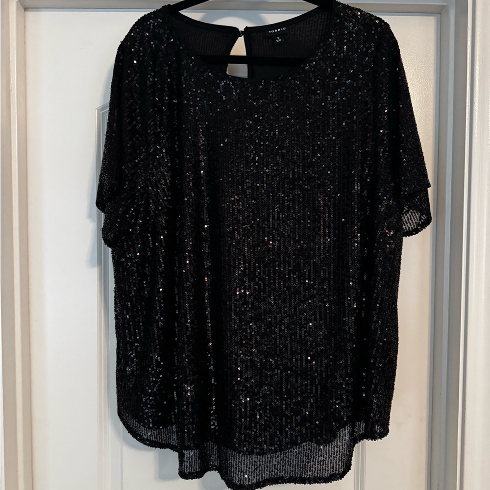 Torrid Black Sequin Blouse